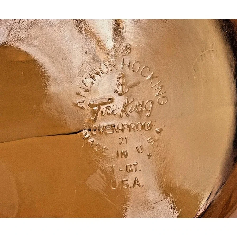 Casserole Dish Fire King 436 1 Qt Amber Glass Anchor Hocking Vintage Kitchen Pan